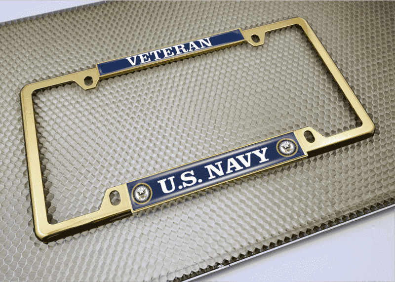 2 Silver Motorcycle License Plate Frame Fasteners - US Navy Screws By CCP